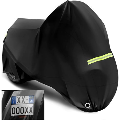 WOLTU Funda Moto de Tela Oxford 210D Cubierta para Moto Impermeable Protección contra UV Viento y Lluvia con Agujeros de Candado Dobladillo Elástico y Hebilla 245x105x125cm Negro