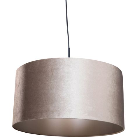 Pendelleuchte Schwarz mit Samtschirm Taupe 50cm - Combi 1