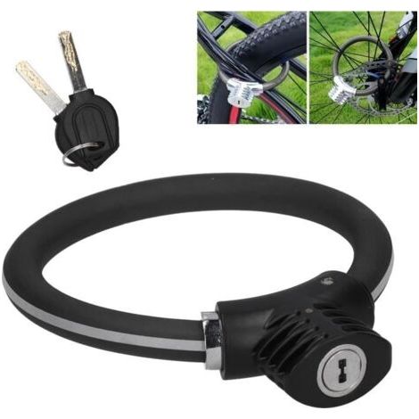 Mini Anneau de Verrouillage de Vélo Câble de Vélo Accessoire en alliage de zinc (Noir mat réfléchissant)