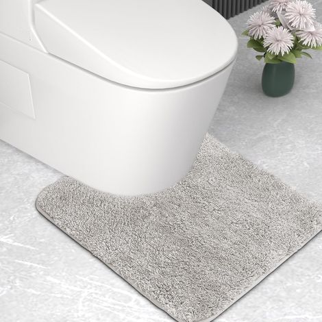 1 tapis de bain forme u microfibre 2 cm épaisseur absorbant antidérapant gris clair 50 x 50 cm salle de bain (1/5)