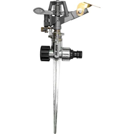Arroseur asperseur réglable sur pic RURIS ZN450 - Arrosage grandes pelouses jusqu'à 450 m² - Angle réglable 0 à 360° - Portée 24 m - Zinc et laiton - Piquet inclus (1/5)