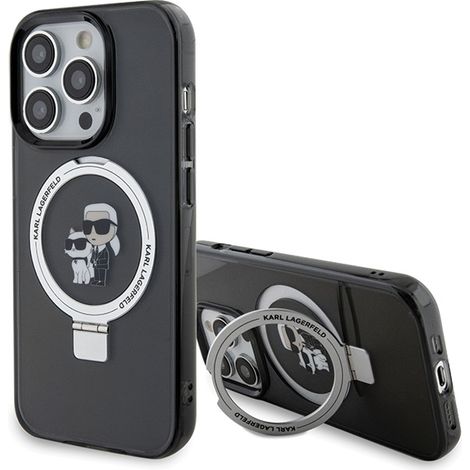 Karl Lagerfeld KLHMP13LHMRSKCK iPhone 13 Pro 6.1" nero/custodia rigida nera Supporto ad anello Karl&Choupette MagSafe (1/5)