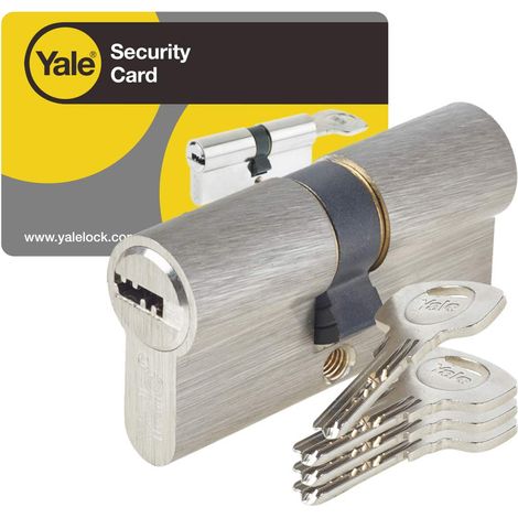 Yale Db 40X40 Ni YC1000+ -Cilindro di Serratura Estraibile, 6 perni, Esterna, Interna, Porta d'ingresso, 4 Chiavi reversibili, nichelato