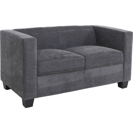 [NEUWERTIG] 2er Sofa Lille, Couch Loungesofa 2-Sitzer, Nosagfederung Stoff/Textil Chenille (260g/m²) 136cm dunkelgrau (1/5)