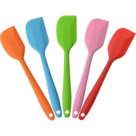 Spatules en silicone, petites spatules en caoutchouc avec noyau en acier inoxydable massif, conception monobloc, résistantes à la chaleur, antiadhésives et flexibles, idéales pour mélanger, cuisiner e (1/5)