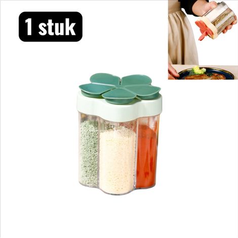 Pot à épices 5 en 1 avec couvercle hermétique résistant à l'humidité couleur verte (1/5)