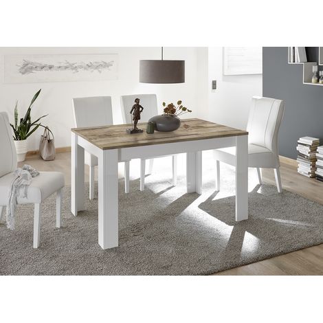 Table de salle à manger moderne blanc/chêne pero Agathe (1/5)