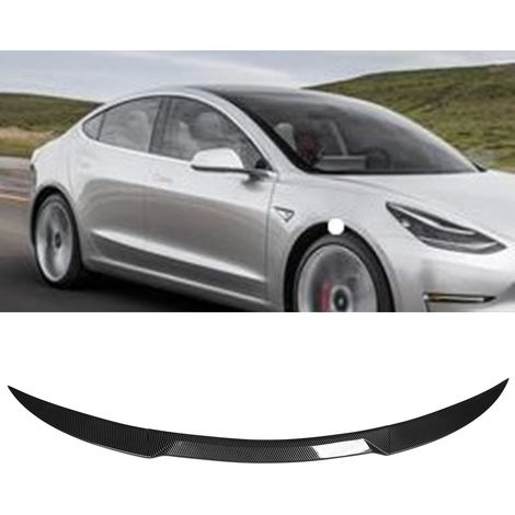 (T04) Dreiteiliger Heckspoiler aus strukturiertem Carbon für Tesla Model 3 2017-2023, ohne Erhebungen (1/5)
