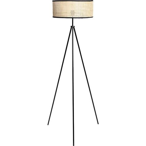 Lampadaire trépied Yuca abat-jour cannage Ostaria (1/5)