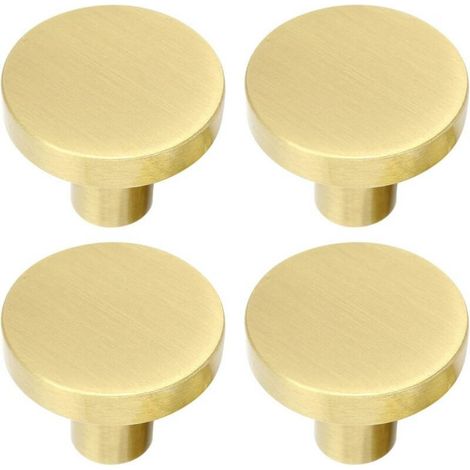 Poignée de meuble ronde en laiton brossé avec vis, pour meuble, armoire, tiroir, placard, 32 mm x 25 mm (1/4)