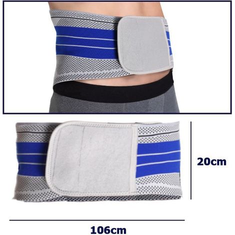 TrAdE Shop Traesio - Fascia Posturale Schiena Supporto Regolabile A Strappo Tutore Lombare Blu -