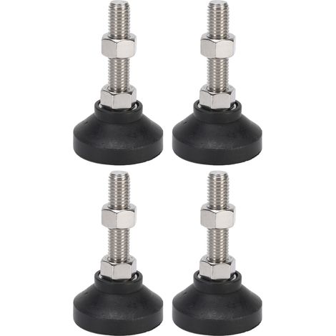 Lot de 4 pieds de réglage M12 pour meuble et établi, base ronde 50mm en nylon, amortisseurs niveauurs acier inox caoutchouc 10kg (1/5)