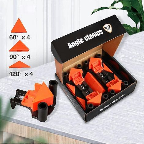 4-delige set houten haakse klemmen voor fotolijsten, frameklemmen, gereedschap voor thuis, totaal 16 stuks (1/5)