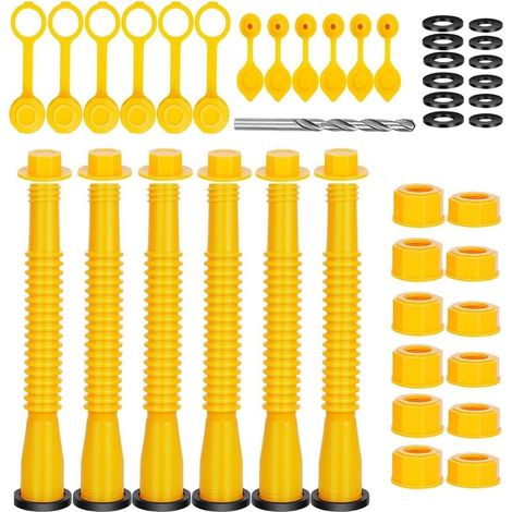 Remplacement Du Bec de Bidon de Gaz, Buse de Bidon de Gaz, (Kit de 6 Pièces Jaune) Buse de Versement Flexible Adaptée à la Plupart des Bidons D' de 1/2/5/10 Gallons (1/5)