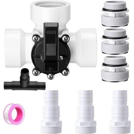 Reliable 3-way reversing valve for swimming pools. Pool fittings accommodate standard 1 1/4" or 1 1/2" inlets and outlets. (1/5)