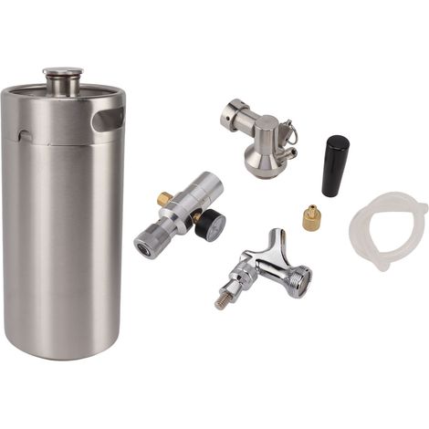 Mini fût en acier inoxydable de 3,6 l, avec robinet, jauge de 150psi, ensemble de distributeur de bière artisanale pressurisé pour brassage à domicile (1/5)