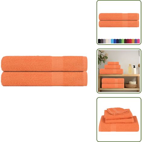 Serviettes de sauna 2 pcs orange 80x200 cm 360 g/m² 100% coton - Serviette De Sauna - Serviettes De Sauna - Serviette - Serviette Avec Boucle De Suspension (1/5)