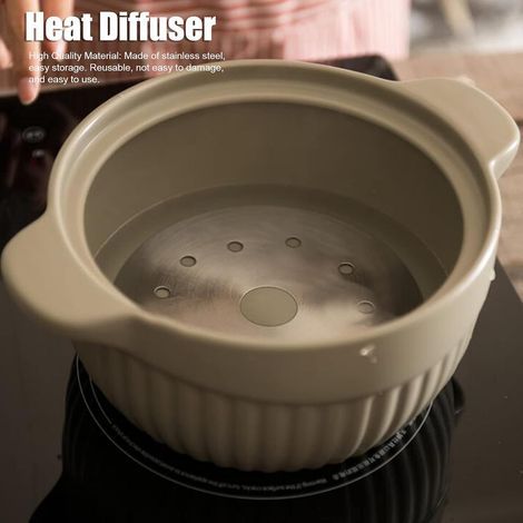 Diffuseur de chaleur, plaque d'adaptation de plaque de cuisson à induction en acier inoxydable Plaque chauffante à induction,diffuseur chaleur gaz pour table de cuisson(Diamètre 13,8cm) (1/4)