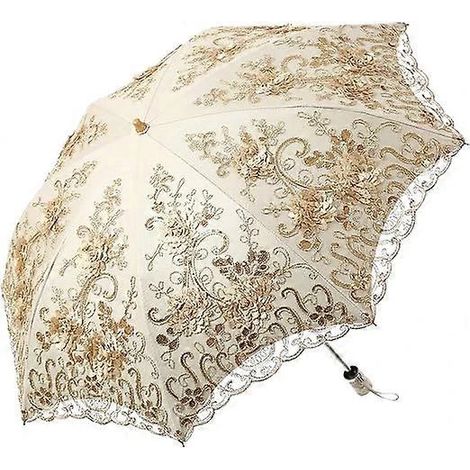 Parasol pliable en dentelle, protection solaire UV, imperméable, compact et léger pour les voyages.-AquaForge (1/4)