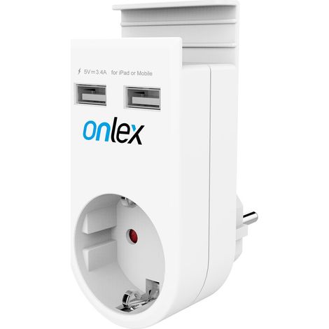 Adattatore 230v + 2usb con supporto cellulare onlex
