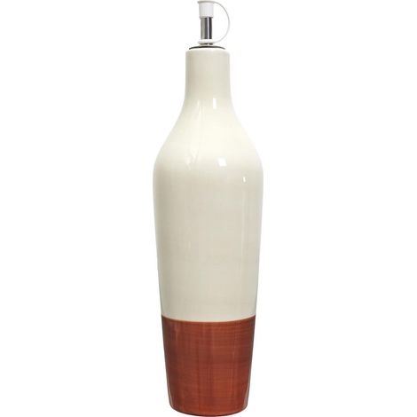Huilier de 670 ml en céramique bicolore (blanc & terracotta) (1/3)