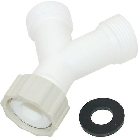Raccord en Y pour lave-linge, raccord de tuyau en plastique 3/4", raccord d'entrée d'eau BSP, connecteur de dérivation pour lave-linge et lave-vaisselle (2 pièces) (1/5)
