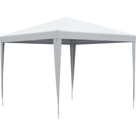 2,7 x 2,7 m Pavillon, Gartenzelt, epoxidbeschichtetes Metallgestell, hochdichtes PE-Gewebe, weiß