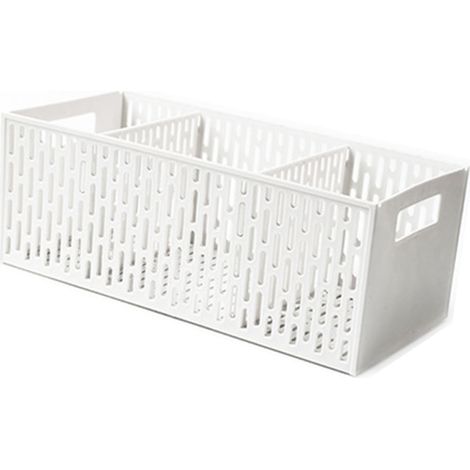 Boîte de Rangement 3 Compartiments en Plastique avec Poignée pour Bureau Cuisine Snacks Cosmétiques Jouets (1/4)