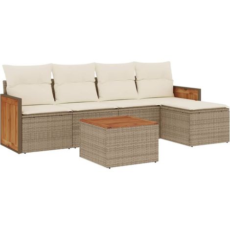 Maison Exclusive - Set Divano da Giardino 6 pz con Cuscini Beige in Polyrattan (1/5)