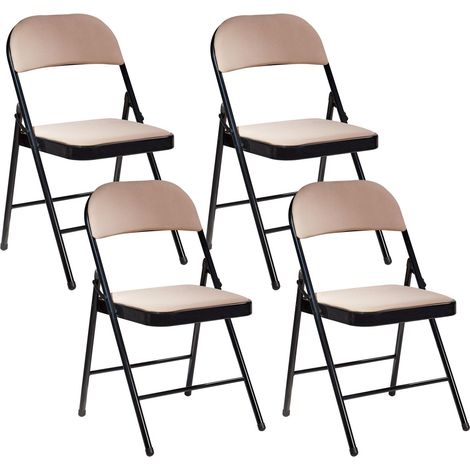 Set 4 Sedie Pieghevoli in Metallo beige e nero Sparks