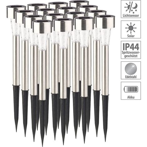 16er Set Solar LED Pollerleuchten, Gartenleuchten zum Bepflanzen (1/4)