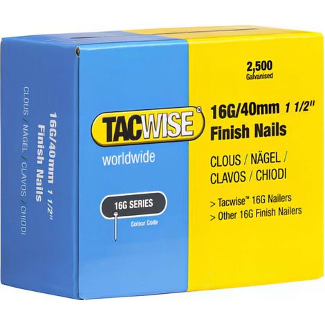 2500 Clous De Finition - 16G - Longueur 40 mm - Acier Galvanisé - Pour Cloueurs Électriques Et Pneumatiques - Boîte (1/2)