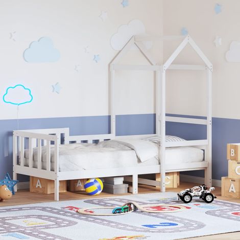 vidaXL Dormeuse con Tetto 80x200 cm Bianco in Legno Massello di Pino