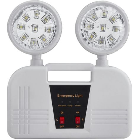Lampe d'urgence automatique 1800mAh 2 têtes étanche retardateur de flamme plastique pour maison bureau prise UE (1/5)