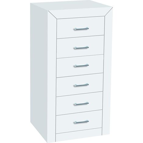 Kynus Lacado Sifonier de 6 cajones, Madera de Pino Maciza Y MDF color Blanco Lacado ,medidas 105 x 55 x 40 cm,(Alto/Ancho/Fondo)