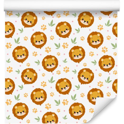 Papier peint Lions Blanc et Or pour Salon et Chambre 50x1000 cm (1/5)