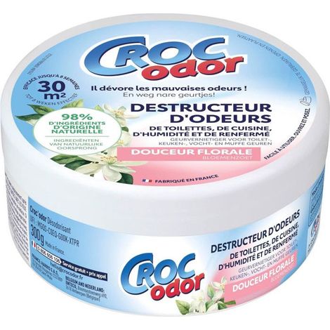 Destructeur d'odeur - Toilettes, cuisine, humidité, renfermé - Parfum fleur - Croc Odor
