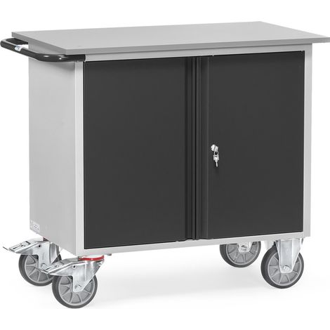 fetra Werkstattwagen, Ladefläche  985 x 590 mm, anthrazitgrau, 2 Türen (1/2)