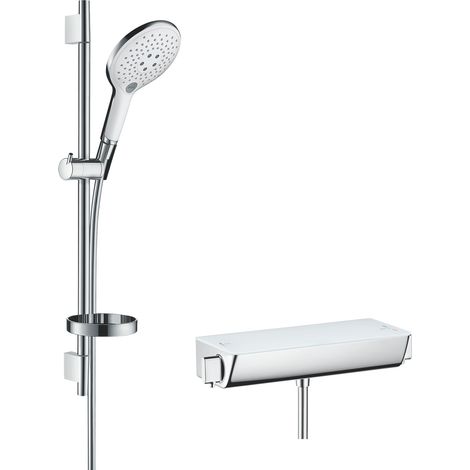Hansgrohe Raindance Select S - Duschset mit Thermostatbatterie 15 cm, 3 Strahlen, weiß / verchromt 27036400