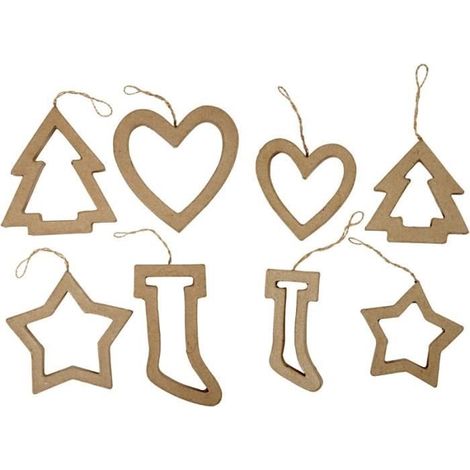 Décorations de Noël - Assortiment 24 pièces - Papier mâché - Jute - Intérieur