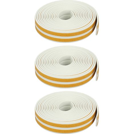 Bande d'étanchéité adhésive en mousse pour isolation portes et fenêtres - Rouleau blanc 6 pièces (1/5)