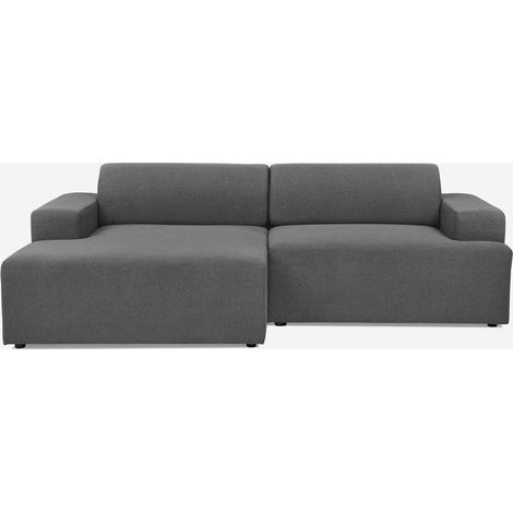 Divano design 3 posti con chaise longue sinistra in tessuto Seginus - Grigio Scuro