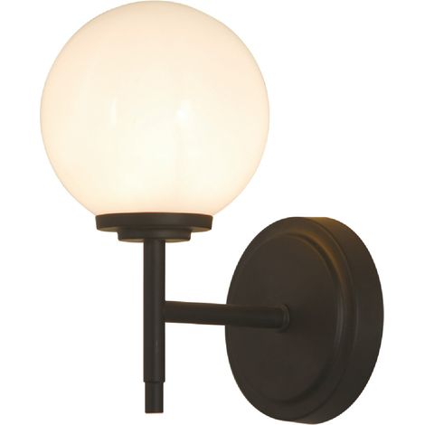 Forum Spa Porto Matt Black/Opal 120mm 1 Lamp Wall Light - SPA-31306-MBLK (1/5)