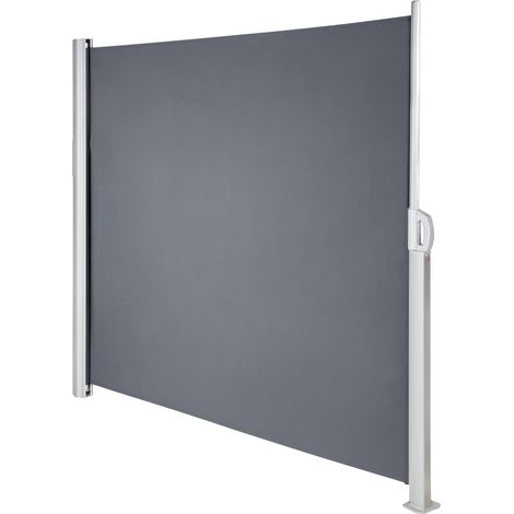 Mophorn Store latéral rétractable Mophorn, 180 x 299 cm, écran de confidentialité en aluminium, 280 g, séparateur de terrasse étanche, UV 30+, pare-vent pour jardin/balcon, gris (1/5)