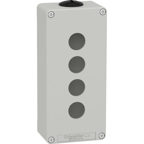 Caja vacía GRIS SCHNEIDER 4 orificios, material resistente y diseño compacto.