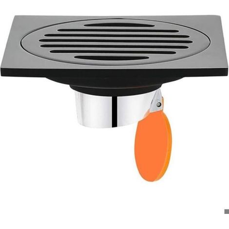 Drain de Douche Carré en Acier Inoxydable Drain de Plancher Anti-Odeur pour Salle de Bain, Carré 100 mm, Noir (1/5)