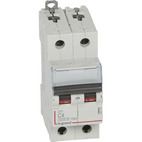 Disjoncteur DX³6000 10kA arrivée haute et départ bas à vis 2P 230V à 400V - 4A - courbe C - 2 modules - 407779 - LEGRAND