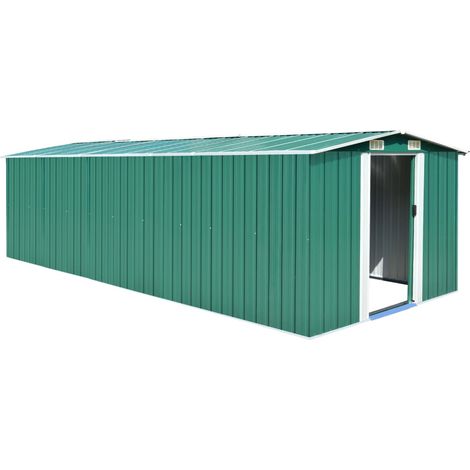 Casetta da giardino casetta per capanni casetta per ripostigli casetta per attrezzi da esterno robusta 257 x 580 x 181 cm verde metallo 020022177