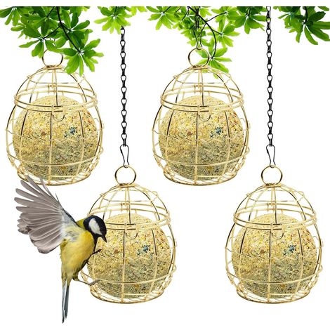 4 Pièces Mangeoires pour Oiseaux Sauvages, Mangeoire Oiseaux Extérieur, Mangeoire à Oiseaux Suspendue à Boule, Mangeoires Oiseaux à Suspendre en Métal, Mangeoire pour Les Oiseaux