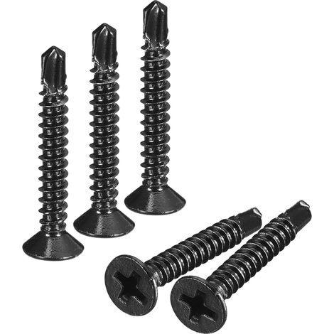50pcs 6 x 1" Feuille Métal Vis Noir Oxyde 410 Inox Acier (1/5)